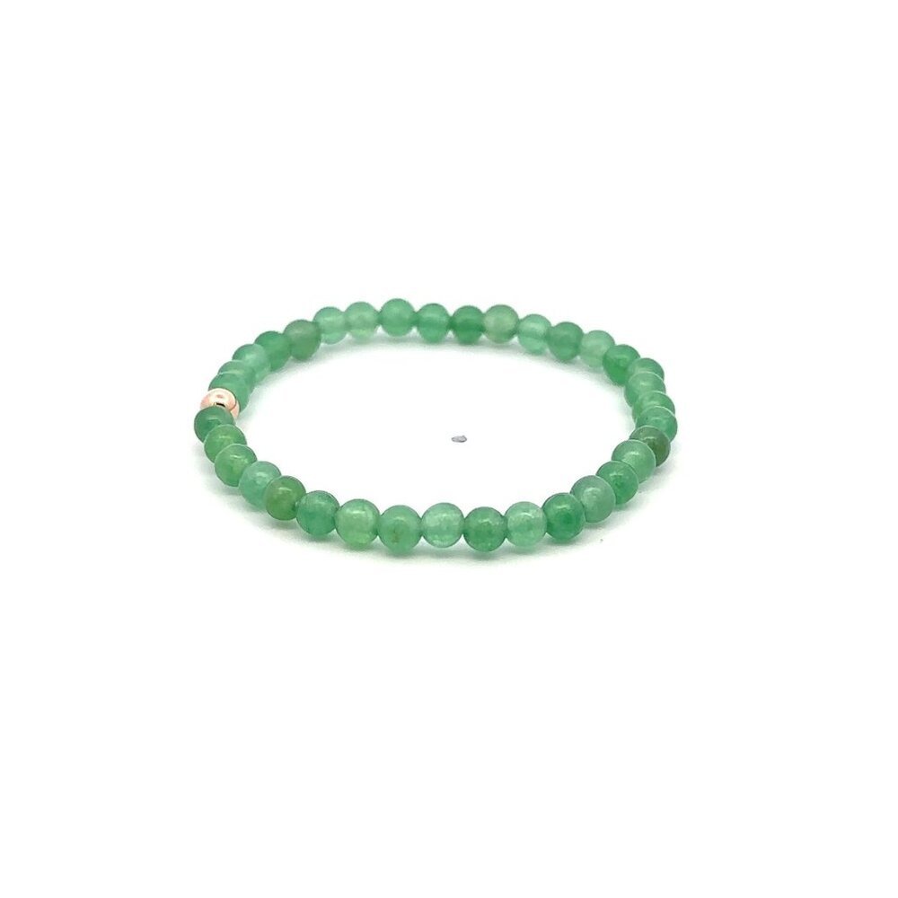 Natural Aventurine Gemstones Mini 4mm 18K Rose Gold Charm Round Bead - Picture 4 of 5